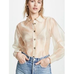 Ganni sheer organza bottom down blouse size 38
